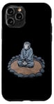 Coque pour iPhone 11 Pro Singe zen méditant dans un jardin en pierre