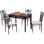 Ensemble Table à Manger et 4 Chaises Rembourrées, pour 4 Personnes, Table Rectangulaire 107 x 70 x 75 cm avec 4 Chaises pour Bar, Cuisine, Salon,