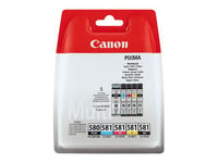 Canon PGI-580 PGBK/CLI-581 CMYBK Multipack - 5-pack - svart  gul  cyan  magenta - original - blister - blekkbeholder - for PIXMA TS6251  TS6350 