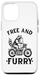 Coque pour iPhone 13 Free And Furry Racoon Moto Rider Biker Raton laveur