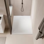 Receveur de douche 80 x 100 cm extra plat PIATTO en SoliCast surface ardoisee blanc