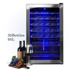 SMAD 95L Wine Cooler Beer Drink Fridge Compressor Digital Touch Screen LED Light