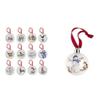 Portmeirion Home & Gifts Wrendale 12 Days of Christmas Decorations, Bone China, Multi Coloured, 0.5 x 7 x 7 cm & Gathered All Around (Snowman) -Christmas Bauble, Multi-Colour Colour, 9