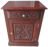 Solid Mahogany Carved 1 Drawer Bedside Locker / Table Cupboard NEW BS048