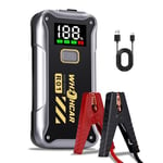 Booster Batterie 4000A Démarreur de Batterie de Voiture Portable (Jusqu'à 9 L Gaz 7,5 L Gazole) 12V Jump Starter avec Écran LCD Pinces Lampe à LED,Pinces Intelligentes pour Voiture Camion Moto SUV