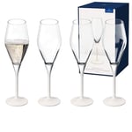 Villeroy & Boch - Manufacture Rock blanc Ensemble de flûtes à champagne, 4 pièces. Ensemble de verres pour mousseux et champagne, 260 ml, Verre en cristal, Aspect ardoise blanc mat