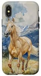 Coque pour iPhone X/XS Aquarelle Running Palamino Horse in Meadow