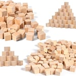 HAOBIN Lot de 150 cubes en bois naturel - 1 x 1 x 1 cm - 50 pièces de 2 x 2 x 2 cm - Pour artisanat, peinture, bricolage, décoration