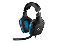 Logitech G G432, Langallinen, Pelaaminen, 20 - 20000 Hz, 280 g, Kuulokkeet, Musta, Sininen