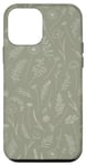 iPhone 12 mini Wildflower Leaves Botanical Plant Line Art Sage Green Case