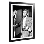 Big Box Art Framed Print of Frank Sinatra (1) Design | Wall Art Picture | Home Decor for Kitchen, Living, Dining Room, Lounge, Bedroom, Hallway, Office, Black, A2 / 24.5x18 Inch / 62x45cm