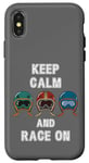 Coque pour iPhone X/XS Casques rétro vintage, Go Kart Car Racing, Keep Calm & Race On