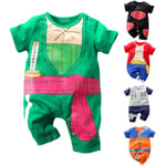 AVEKI Nyfödd Baby Boys Girls Anime Romper Bomull Långärmad Spädbarn Cosplay Kostym Jumpsuit Outfit, 12-18 Månader, 90CM, Grön-1