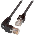 Patchkabel UTP Cat.5e 0,5M, RJ45 rak - RJ45 vinkel, svart