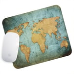 UK Seller Anti-Slip Gaming Mouse Pad Mat PC Laptop Retro Blue Yellow World Map