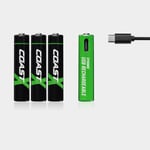 Coast Laddningsbara AAA-batterier ZITHION-X AAA USB-C, 1.5 V, litiumjon (Li-Ion), 750 mAh / 940 mWh, 4-pack + laddare