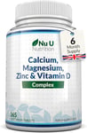 Calcium Magnesium Zinc & Vitamin D Supplement - 365 Vegetarian Tablets - Osteo C