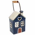 Village Pottery Blue Heart House Lantern