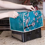 Poceacles Cherry Blossom Blue Toaster Cover Polyester Quilted Toaster Cover Toaster Dust & Fingerprint Protection Microwave Toaster Oven Cover for Most Standard 2 Slice Toasters, S