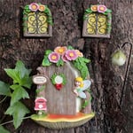 Fairy Garden Cabin Door and Window Garden Tree Ornaments Outdoor Decor Home Resin Decoration Accessories Glow in The Dark House Fairies Pixie Gnome Gardening Gifts (D)