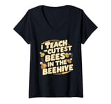 Womens I Teach The Cutest Bees In The Beehive Bee-Themed Classroom V-Neck T-Shirt