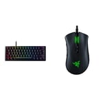 Razer Huntsman Mini (Purple Switch) - Compact Gaming Keyboard,UK Layout | Black & DeathAdder V2 - Wired USB Gaming Mouse with Optical Mouse Switches, Focus+ 20K Optical Sensor, Black