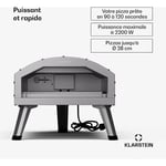 Klarstein - Four à pizza 12 pouces pour l'intérieur & l'extérieur, double élément chauffant voûte & sole, puissance 2200 w, atteint 500 °c - avec