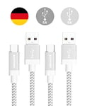 TUPower K22 USB C Cable Supercharge USB 2.0 1.8 m Pack of 2 Fast Charging Cables: for Huawei Mate 20 Pro P30 Pro P20 Honor View 20 Long Silver, 2 x 1.8 m