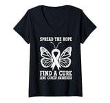 Womens Spread The Hope Find A Cure Lung Cancer Awareness Ribbon V-Neck T-Shirt