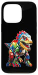 Coque pour iPhone 13 Pro Jeu de briques T-Rex pour les amateurs de dinosaures