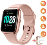 Montre Connectée Femmes Homme Montre Sport Fitness Tracker étanche IP68 avec Fréquence Cardiaque Calorie Bracelet Intelligent-Rose