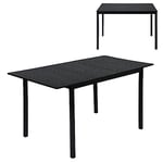 MEUBLE COSY Table Salle à Manger Extensible Style Industriel 4 a 6 Personnes pour Salon Cuisine, Cadre Métallique Robuste, Noir, 120-160x80x75cm, Bois d'ingénierie