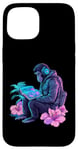 iPhone 15 Monkey with Headphones Synthwave Vaporwave Art Case