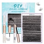 SISILILY Lash Extension Kit-Individual Eyelashes with Bond and Seal-320 Lash Clusters 3D DIY False Eyelashes Mega Cluster Lashes with Eyelash Glue Lash Remover and Lash Tweezers C D Curl-60D+80D