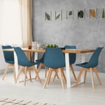 Lot de 6 chaises scandinaves Idmarket sara - Bleu canard - Pour salle à manger