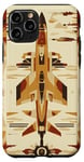 Coque pour iPhone 11 Pro Marron Art Déco Ethnique Vintage F4 Phantom II Jet Fighter