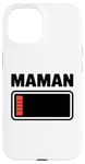 Coque pour iPhone 15 drole Femme fatiguée, maman, faible charge de batterie