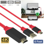 Type C USB To HDMI HDTV/TV Cable For Samsung Galaxy S8 S9 S10 Plus Macbook