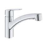 GROHE Mitigeur évier START QuickFix Plus 30307001 - bec bas douchette 2 jets rotation 90° chrome