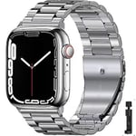 Metallrem för Apple Watch Ultra 49 mm 8 7 45 mm 41 mm Smart Watch Armband i rostfritt stål för Iwatch 6 5 4 3 Se 44 mm 42 mm 40 mm Silver and tool For 38mm or 40mm