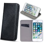 iPhone 7 / 8 - Smart Carbon Flip Case Mobilplånbok -  Svart Svart