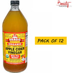 12 x BRAGG Organic Apple Cider Vinegar w/h The Mother 32floz 946ml