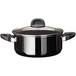 Silit Modesto Line Grande casserole 24 cm avec couvercle en verre Compatible induction 4,4 l Céramique fonctionnelle Silargan Noir