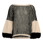 Noella Liana Knit Sweater - Cream/black Svart