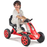 VEVOR Kart à Pédales Enfants 3-8 Ans, Kart Tout-terrain à 4 Roues, avec Siège Réglable, Grandes Roues Antidérapantes, Jouet Voiture de Course d'Extérieur, Véhicule à Pédales pour Garçons Filles, Rouge