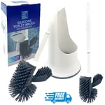 Toilet Brush Set Silicone  Brush & Holder Set  Includes Spare Brush Head