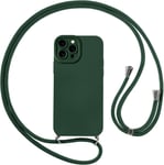 Coque Pour Iphone 15 Pro Max Avec Cordon, Etui Avec Collier - Tour De Cou Lanière En Corde - Silicone Housse Avec Réglable Chaine Pour Iphone 15pro Max, Bandouliere - Vert