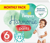 Pampers Baby Nappy Pants Size 6 (15+ Kg / 33 Lbs), Harmonie, 72 Nappies