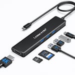 Lemorele Adaptateur USB C Multiport 7 en 1, Hub USB C HDMI 4K, 1 USB 3.0, 2 USB 2.0, PD 100W, Lecteur SD/TF pour MacBook Air/Pro, Switch, Steam Deck et Autres Appareils Type-C