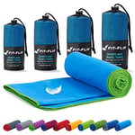 Fit-Flip Serviette Sport Musculation - Serviette Microfibre - Serviette Piscine compacte, Ultra-légère et Rapidement sèche – Serviette de Bain Microfibre (40x80cm Bleu - Bordure Verte)